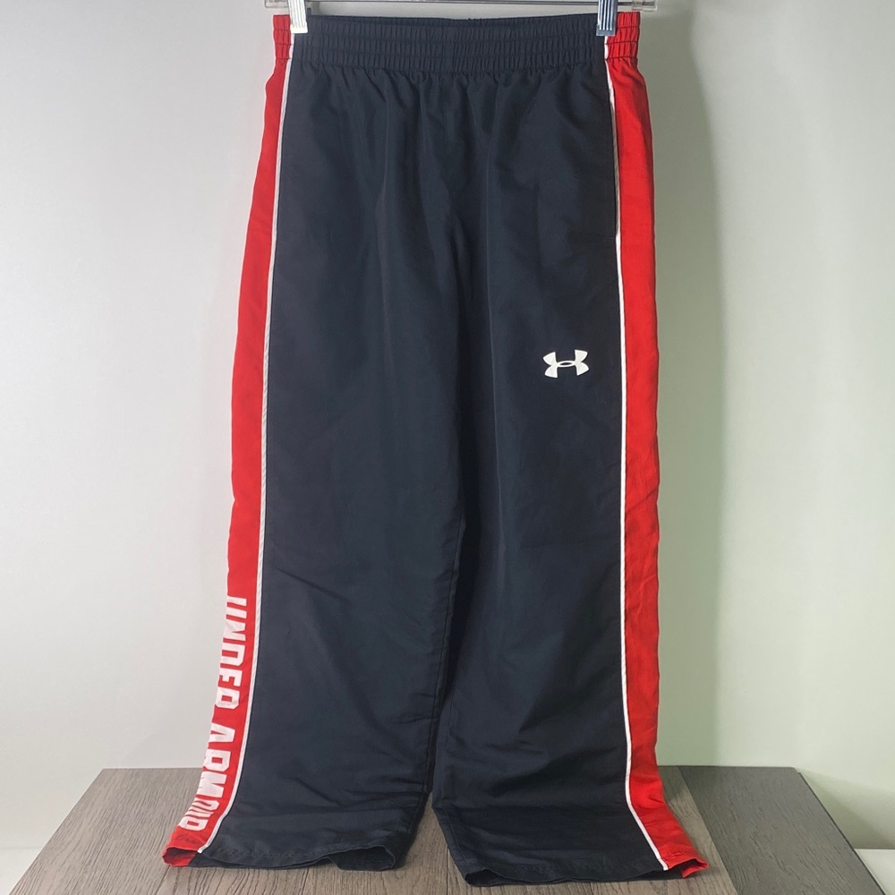 Under Armour Big Kids' Size Large Black Joggers with Red Stripes - 1010